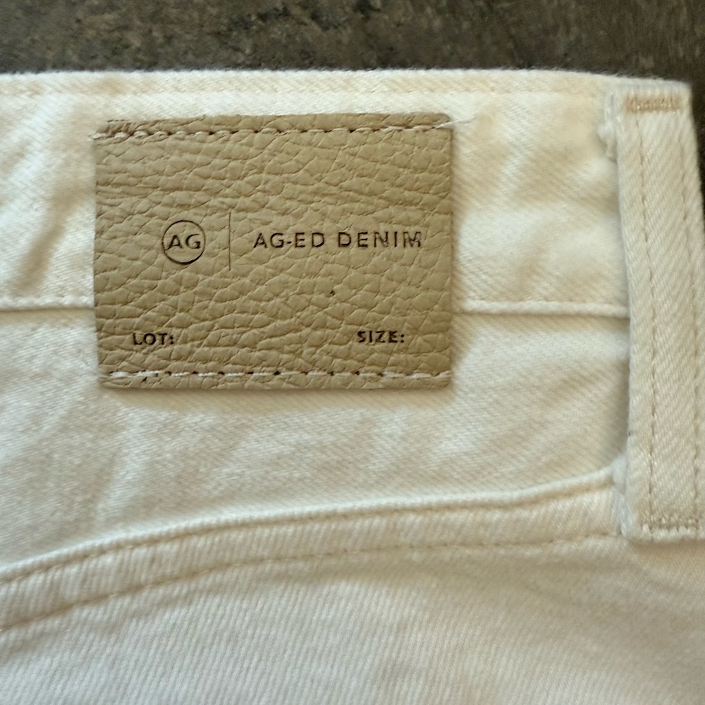 NWT AG Kora Wide Leg Raw Hem Jeans in Powder White Sz 31 $240 - Picture 9 of 11
